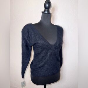 ESPRIT‎ NWT Vintage Angora Rabbit Fur Black Pullover Sweater 80s Women's Medium